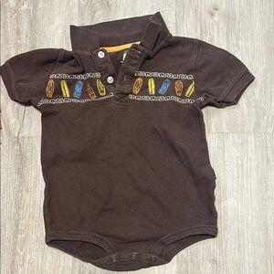 4/$20 Carters Brown Baby Onesie with Colorful Pattern 24M